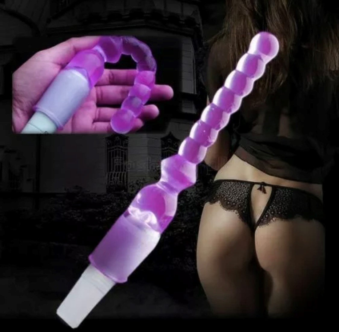 10" Vibrating Anal Dildo Beads Waterproof