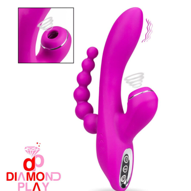 Triple Vibrator Multi Speed Dildo Anal Beads Clitoris Sucker  dplayuk