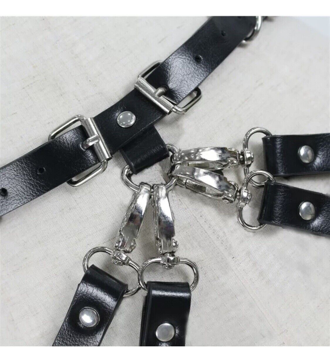 Women's Leather Harness Fetish Waist Punk Goth BDSM Garter Belt Bondage Costume