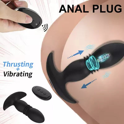 Anal Plug Dildo with 12 Vibrating Thrusting Modes