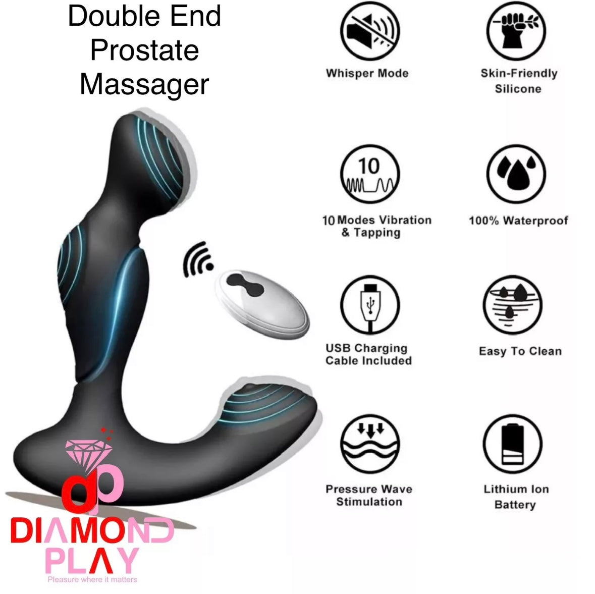 Dual Ends Prostate Massager Anal Butt Plug Vibrator Sex Toy For Men
