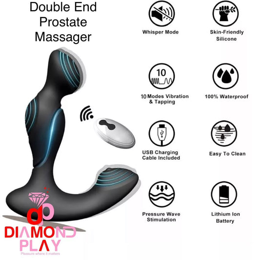 Dual Ends Prostate Massager Anal Butt Plug Vibrator Sex Toy For Men