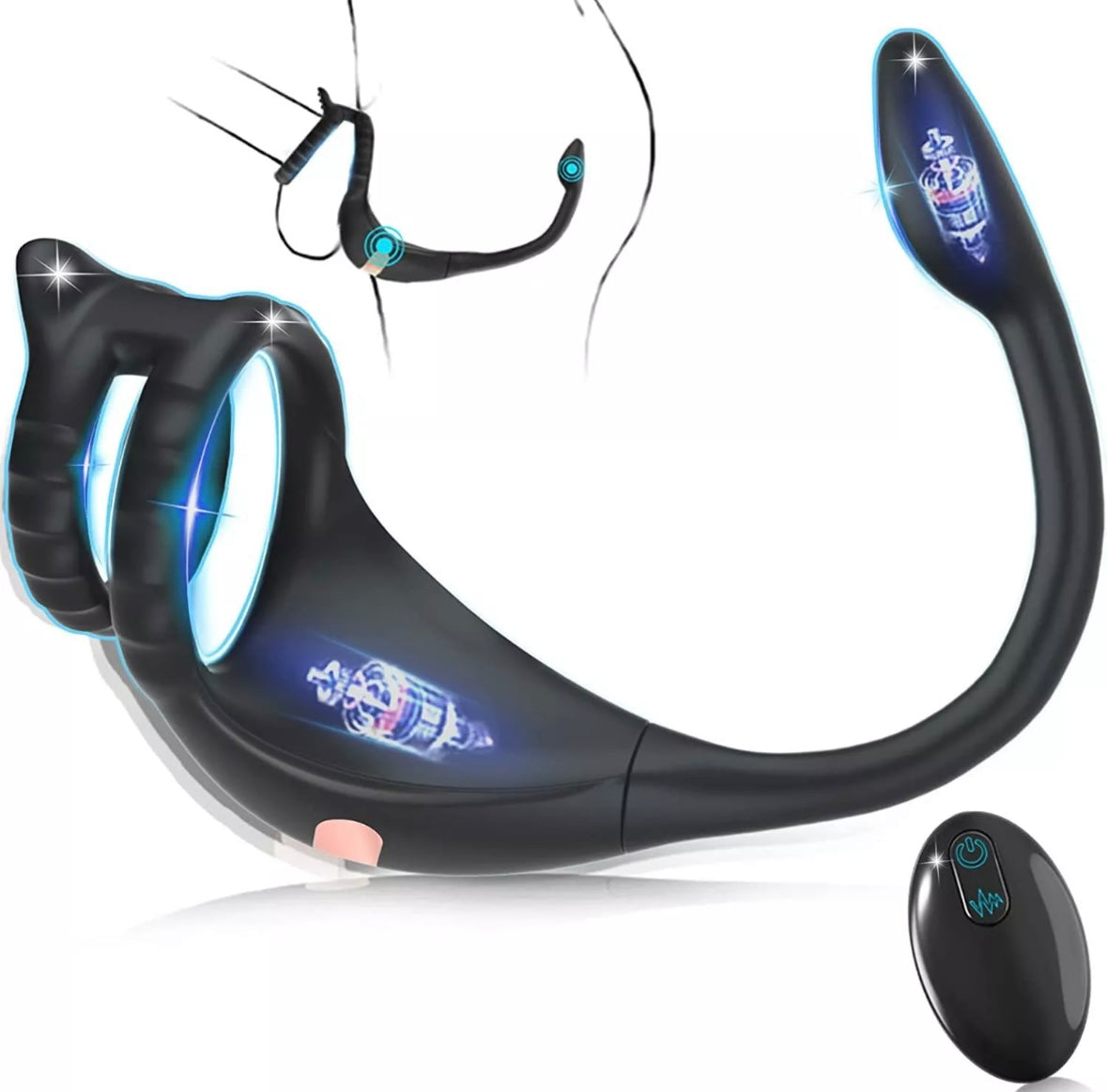 Penis Cock Ring Anal Vibrator and Stimulator, Prostate Massager