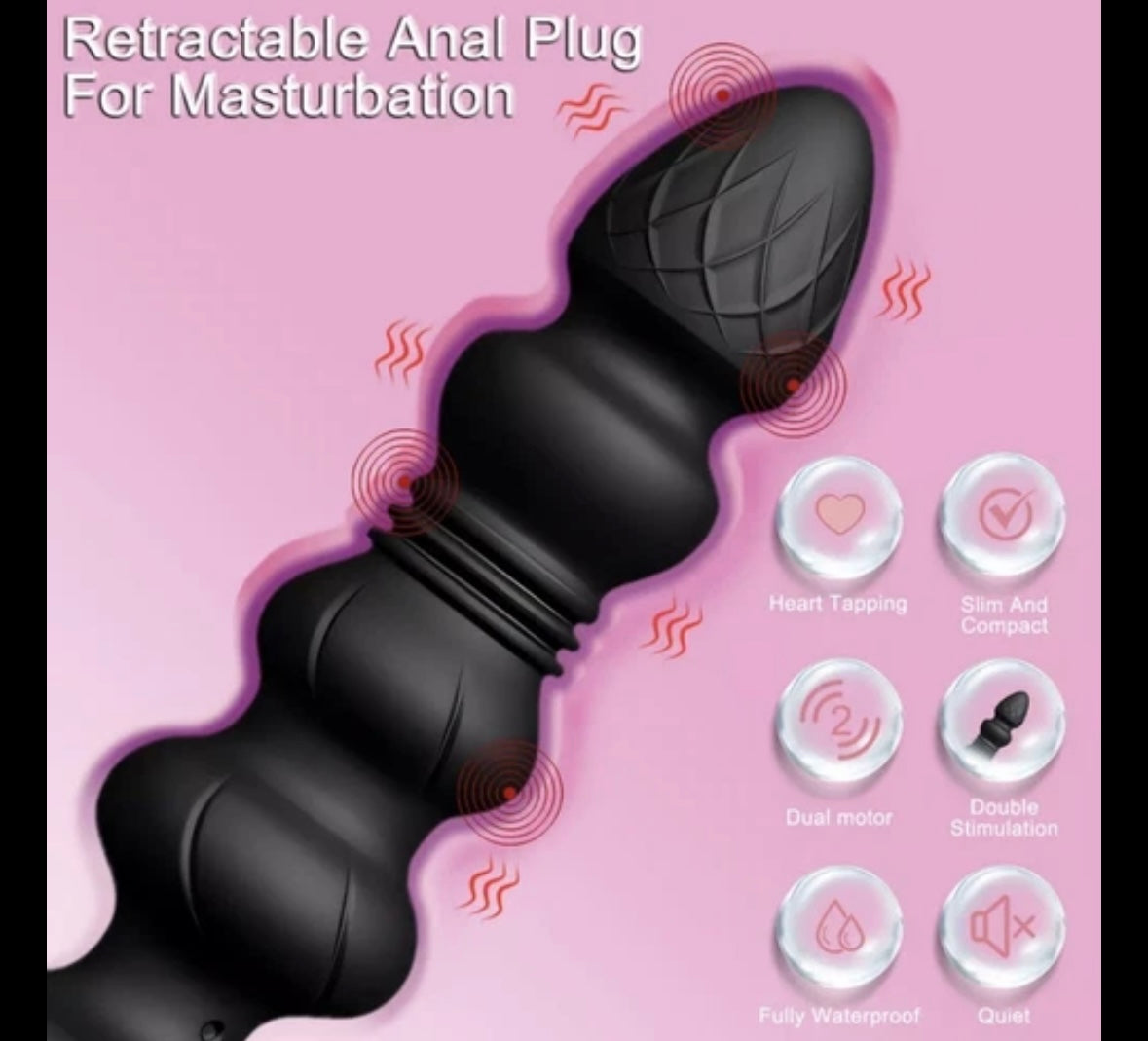Thrusting Dildo Vibrating Anal Butt Plug and Prostate Massage for Men and Women
