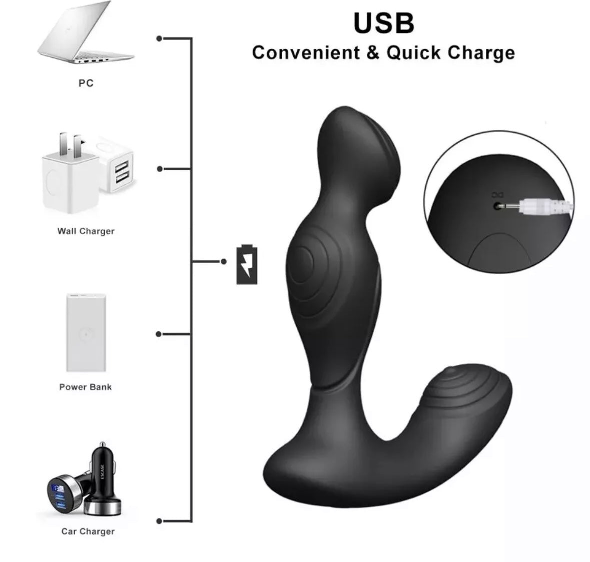 Dual Ends Prostate Massager Anal Butt Plug Vibrator Sex Toy For Men
