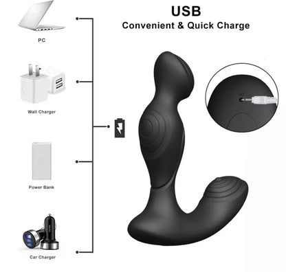 Dual Ends Prostate Massager Anal Butt Plug Vibrator Sex Toy For Men