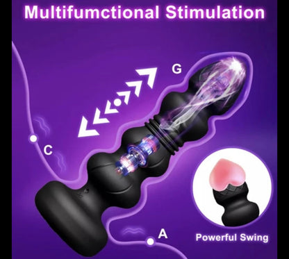 Thrusting Dildo Vibrating Anal Butt Plug and Prostate Massage for Men and Women