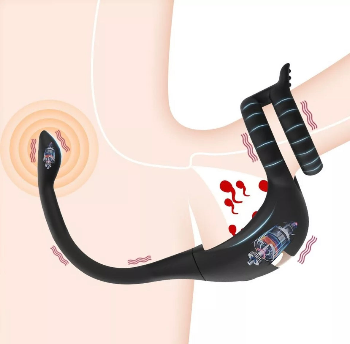 Penis Cock Ring Anal Vibrator and Stimulator, Prostate Massager