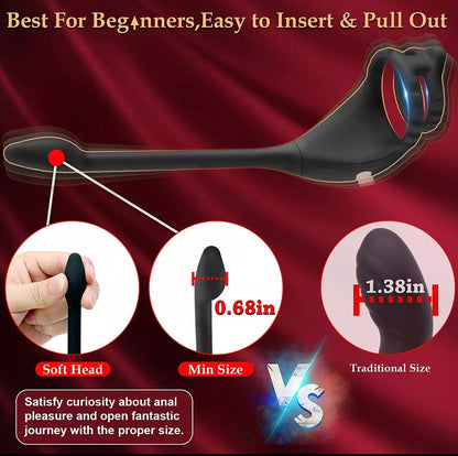Penis Cock Ring Anal Vibrator and Stimulator, Prostate Massager