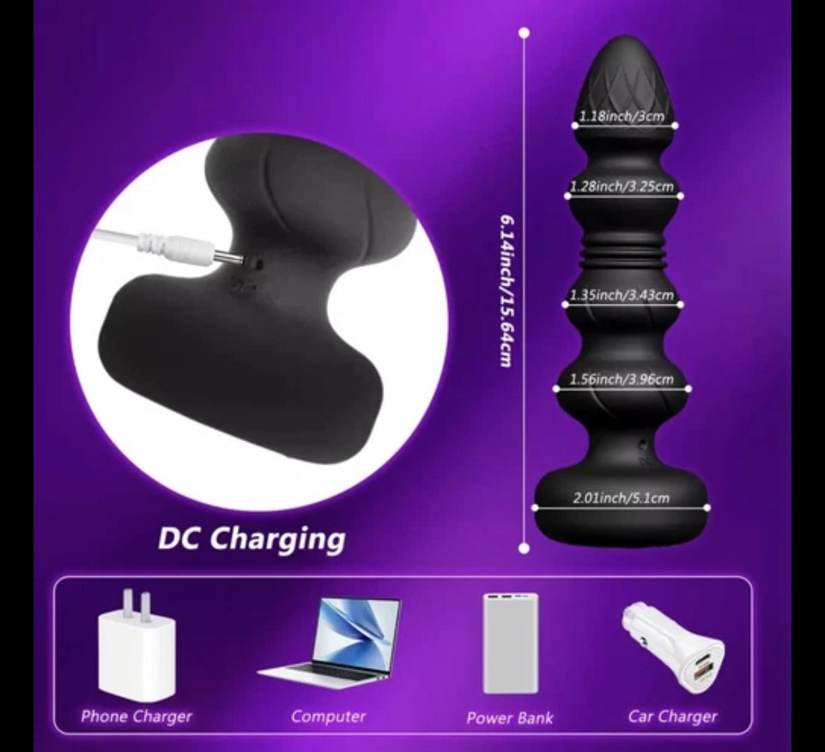 Thrusting Dildo Vibrating Anal Butt Plug and Prostate Massage for Men and Women