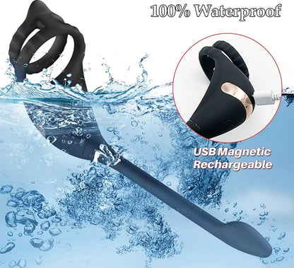 Penis Cock Ring Anal Vibrator and Stimulator, Prostate Massager